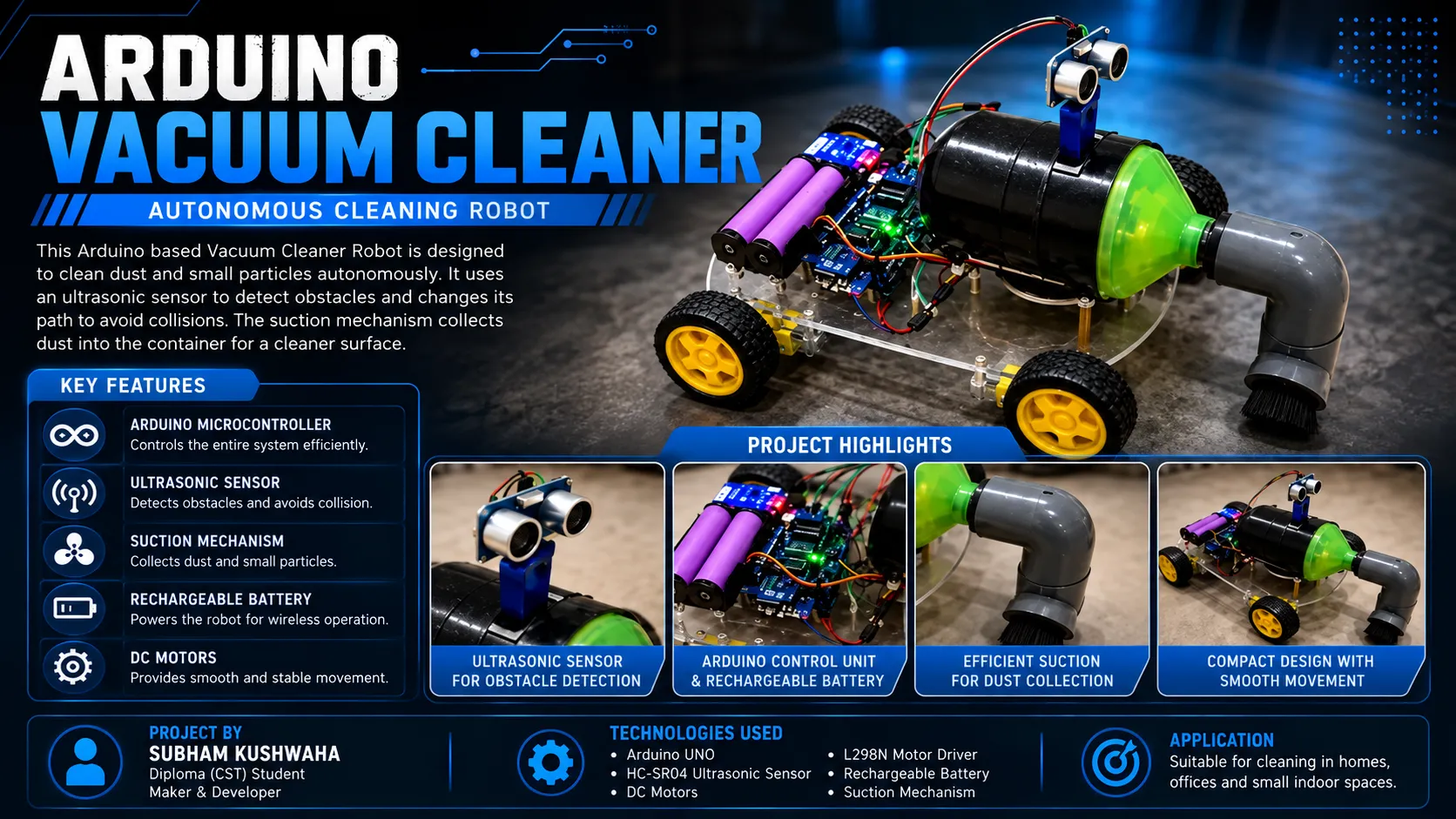 Arduino-based smart vacuum cleaner hardware prototype