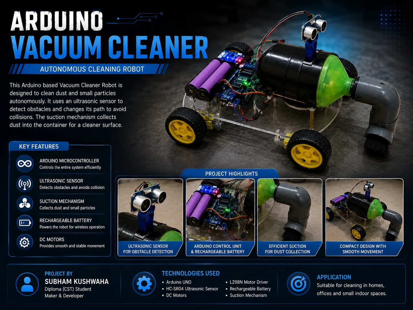 Arduino-based smart vacuum cleaner hardware prototype